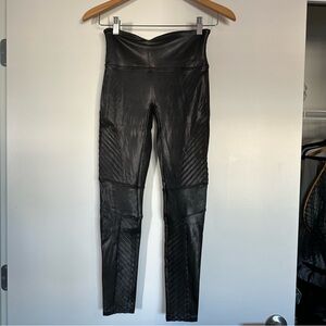 SPANX Shiny Black Moto Leggings